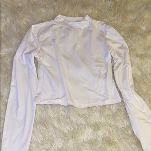 White turtle neck cropped top